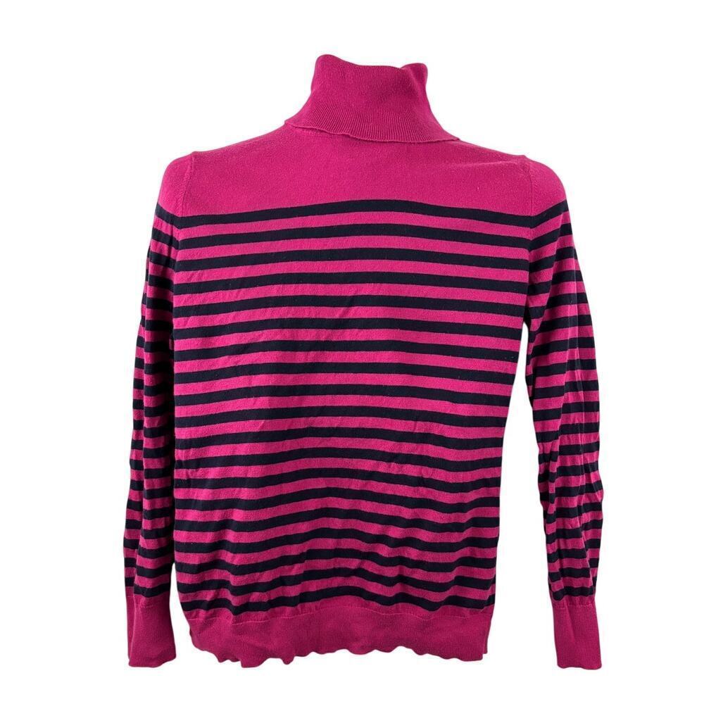 Talbots Pink Striped Long Sleeve Turtleneck Sweater MEDIUM‎